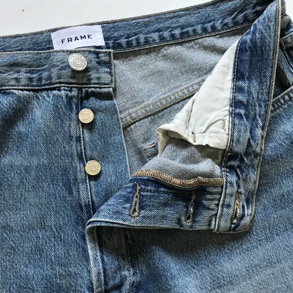 Frame Le Low Baggy Wide Leg Jeans Womens 32 Blue Relaxed Fit Button Fly Y2K Boho - Picture 7 of 14